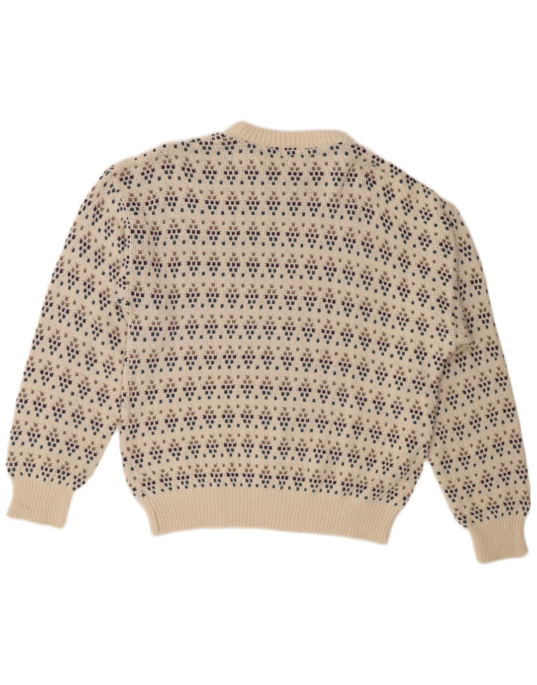 Eddie Bauer Herre sweater med rund hals, stor off-hvid plettet bomuld