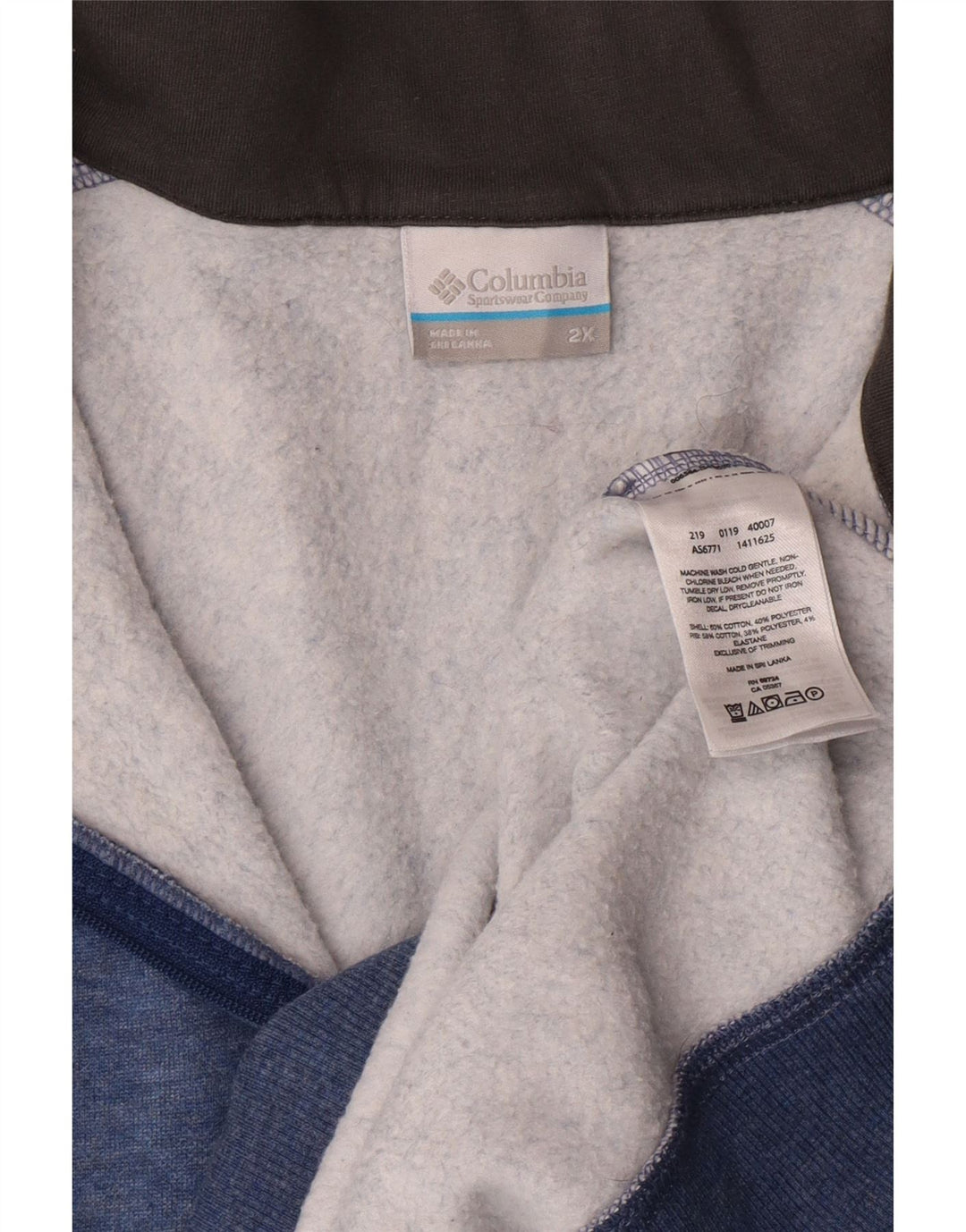Columbia Sweatshirt med lynlås til mænd 2XL blå bomuld