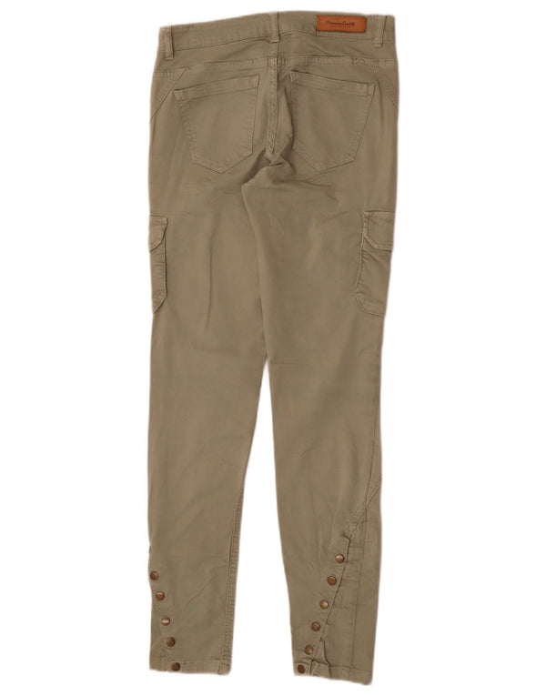 Zara Dame Slim Cargo Bukser EU 34 2XS W24 L28 Khaki Bomuld
