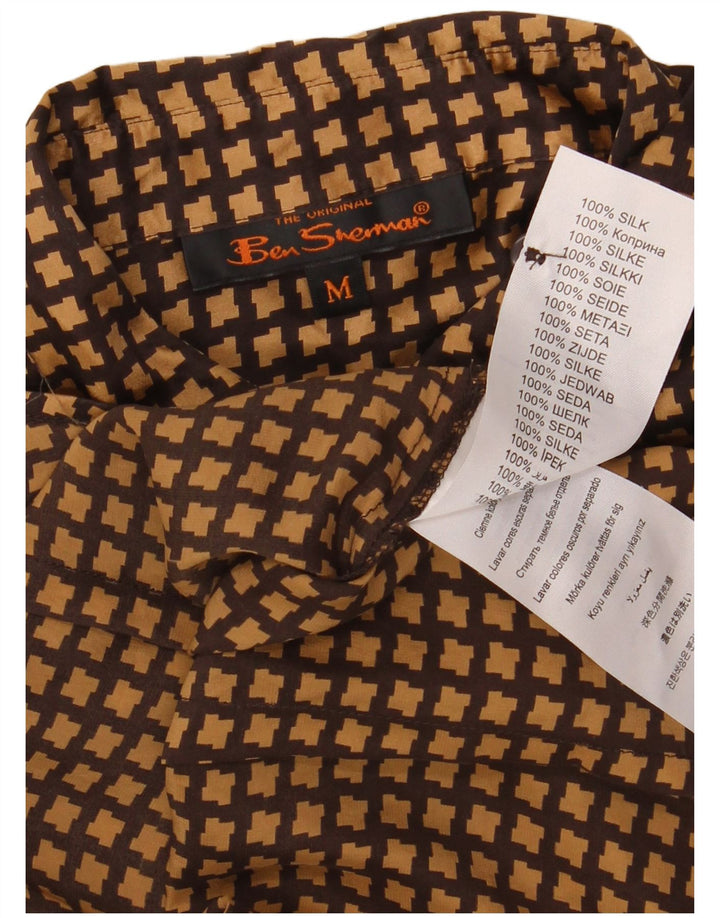 BEN SHERMAN skjortebluse til kvinder UK 12 Medium Brown Houndstooth