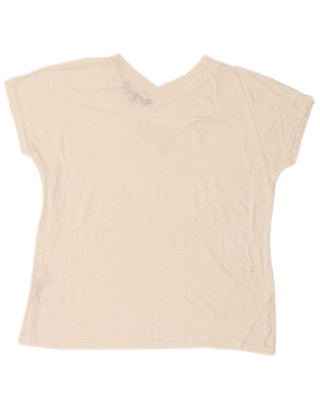 French Connection Womens Crop T-Shirt Top UK 10 Small Off White Linen