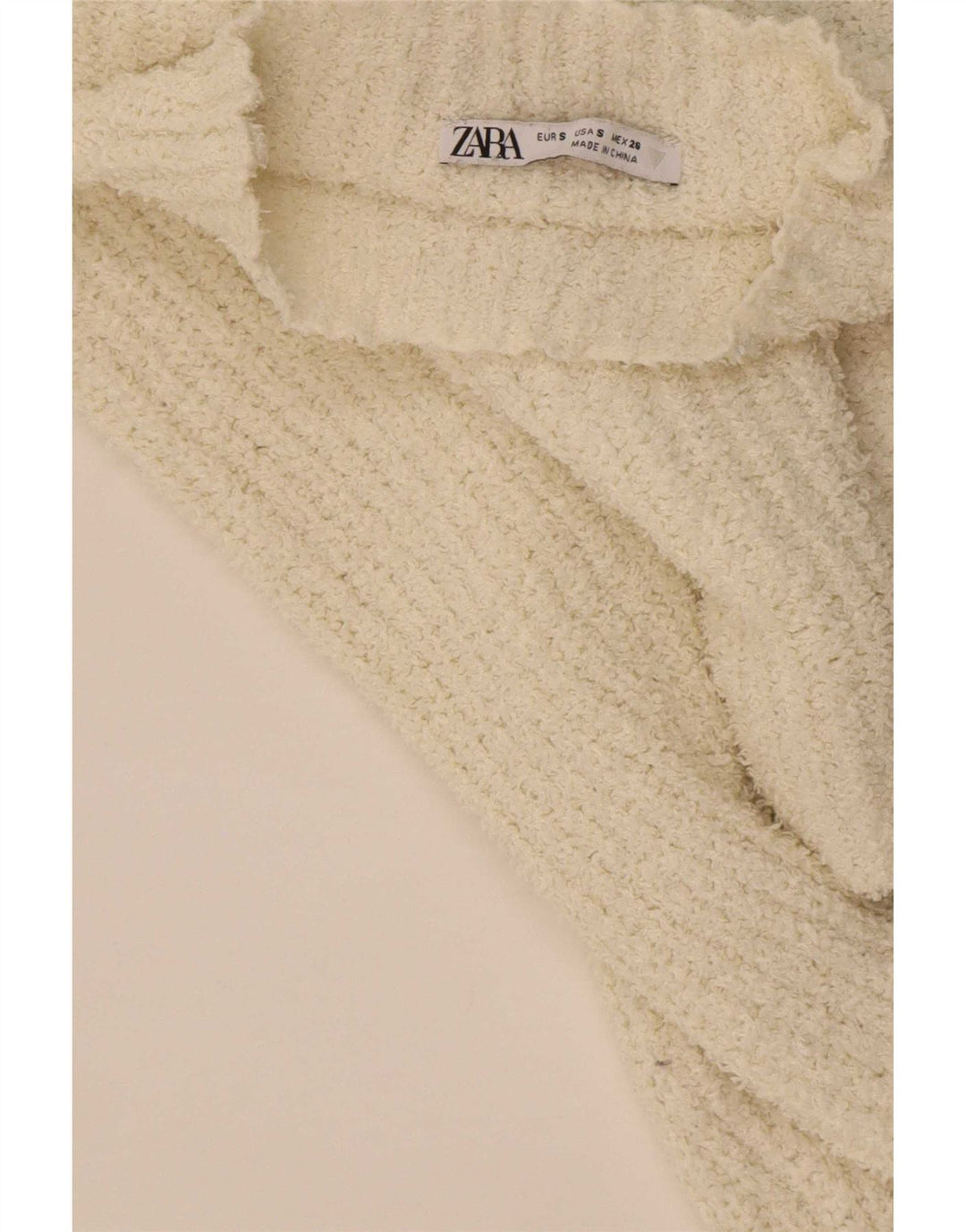 Zara Womens Crop Turtle Neck Jumper Sweater UK 10 Small Off White Polyester