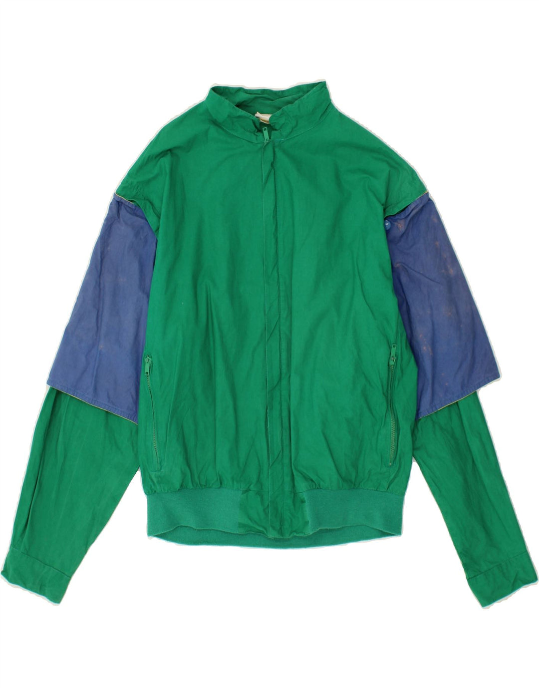VINTAGE Mens Bomber Jacket UK 38 Medium Green Colourblock Vintage Vintage and Second-Hand Vintage from Messina Hembry 