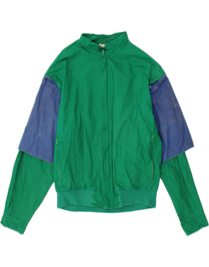 VINTAGE Mens Bomber Jacket UK 38 Medium Green Colourblock Vintage Vintage and Second-Hand Vintage from Messina Hembry 