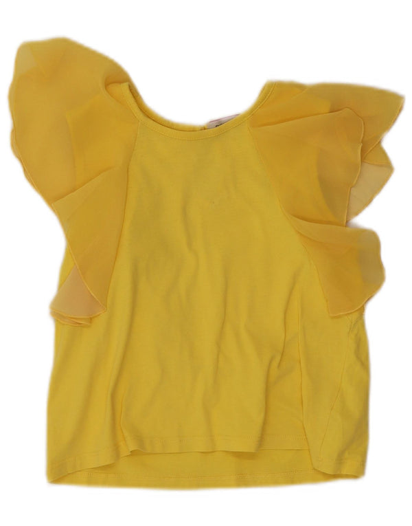 Pinko Womens Crop Bluse Top UK 8 Small Yellow Polyester