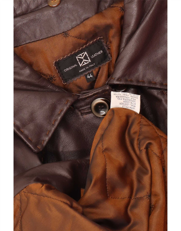 Vintage Dame Loose Fit Læderfrakke IT 44 Medium Brown Classic