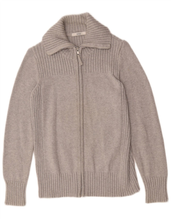 Marks & Spencer Dame Cardigan Sweater UK 14 Stor Grå Bomuld