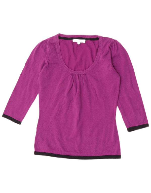 Laura Ashley Dame Top 3/4 ærmer UK 10 Small Purple Colourblock Bomuld