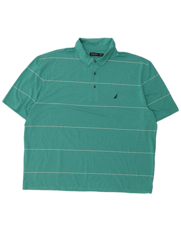 NAUTICA Mens Polo Shirt 3XL Green Striped