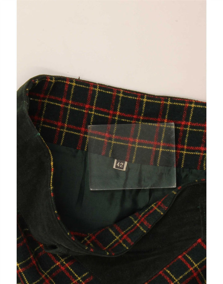 Vintage dame A-line nederdel IT 42 Medium W26 Grøn ternet