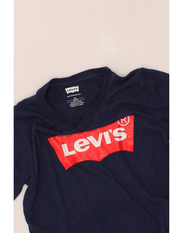 LEVI'S Boys Graphic Top Long Sleeve 11-12 Years Navy Blue Vintage Levi's and Second-Hand Levi's from Messina Hembry 