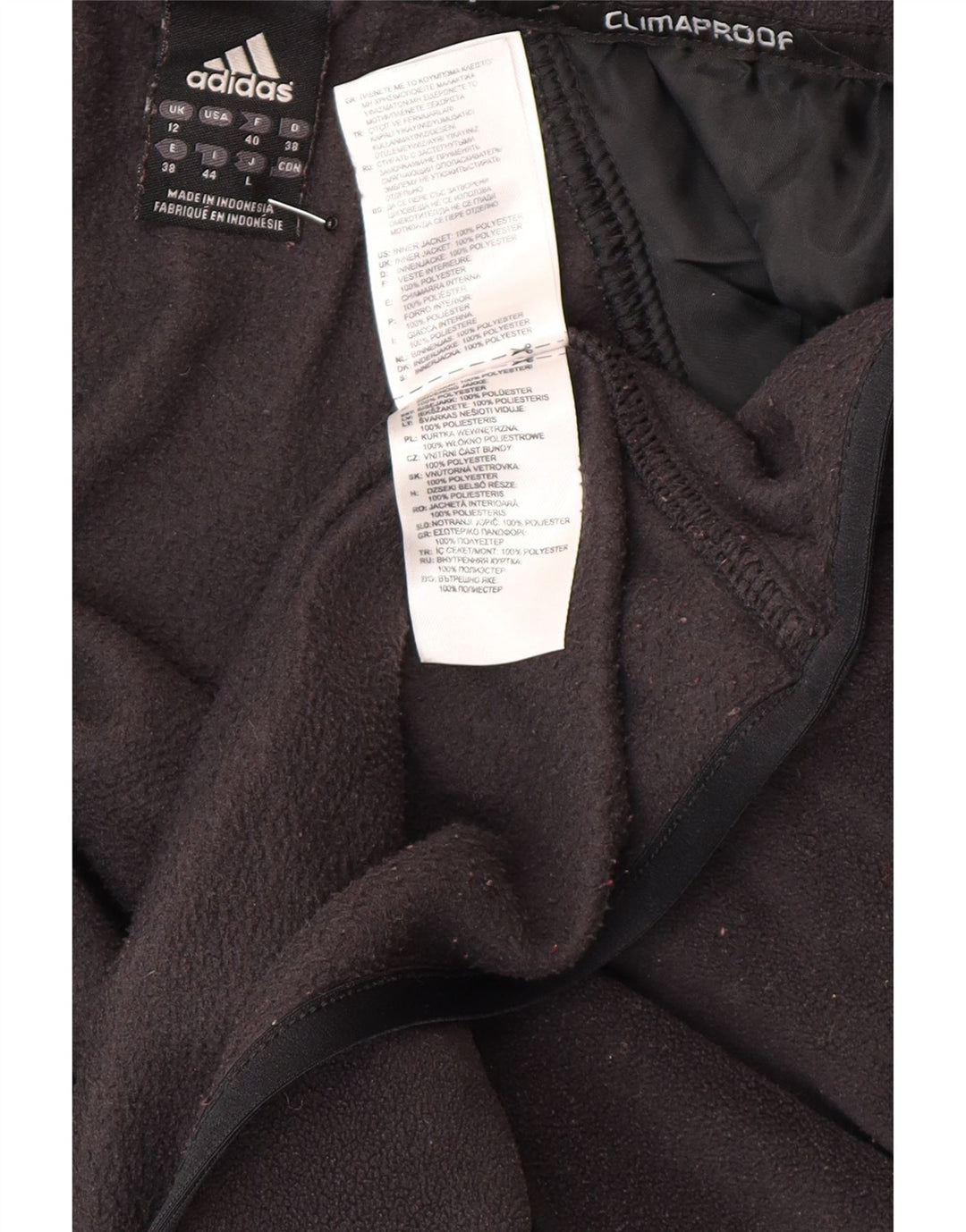 Adidas Dame Clima Proof Fleecejakke UK 12 Medium Sort Polyester