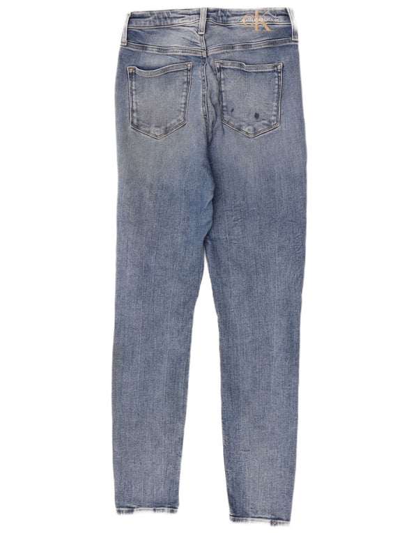 Calvin Klein Dame Højtalje Skinny Jeans W29 L30 Blå Bomuld