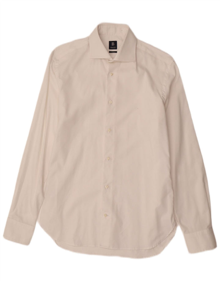 Boggi Herre Slim Fit Skjorte Størrelse 39 15 1/2 Medium Hvid Bomuld