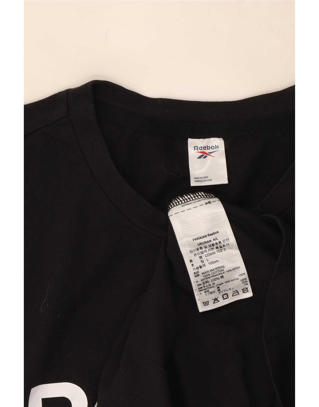 Reebok Mens Graphic T-Shirt Top Large Black Cotton