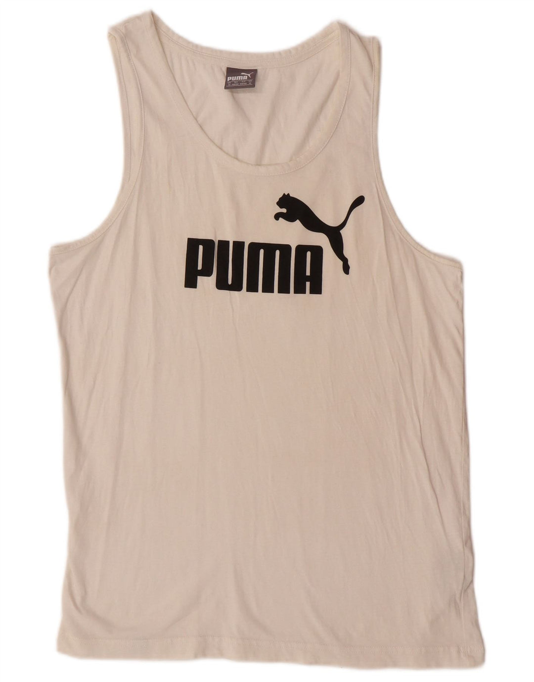 PUMA Mens Graphic Vest Top Medium Off White Cotton