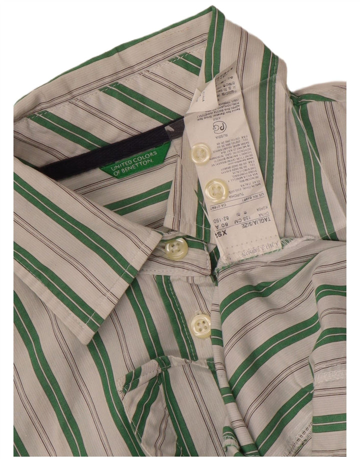 Benetton Dameskjorte UK 6 XS Hvidstribet bomuld