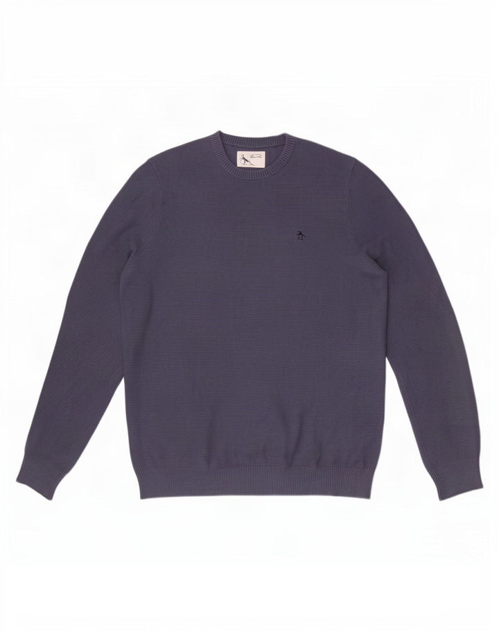Penguin herre rund hals sweater stor blå bomuld