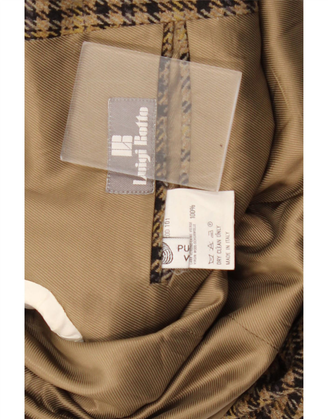 Luigi Botto Herre 2-knaps blazerjakke UK 40 Large Brown Houndstooth Uld