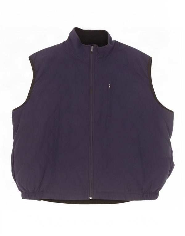 Vintage Herre Golf Vendbar Quiltet Gilet UK 44 2XL Navy Blue Polyester