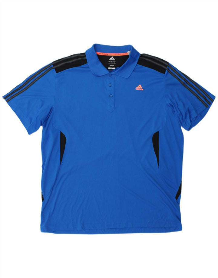 Adidas Herre Climacool Polo Shirt 2XL Blå Colourblock Polyester