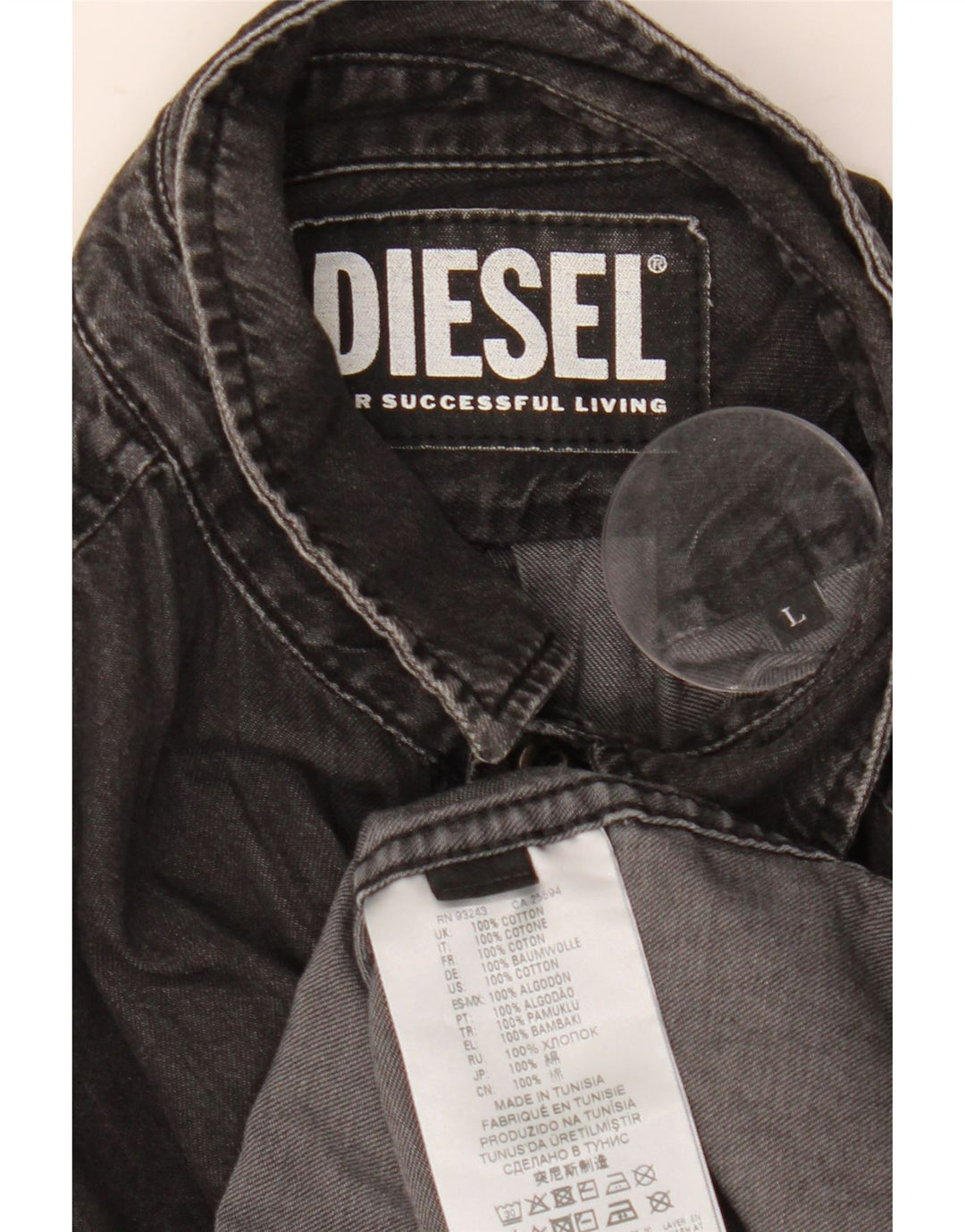 Diesel Herre Denim Skjorte Stor Sort Bomuld