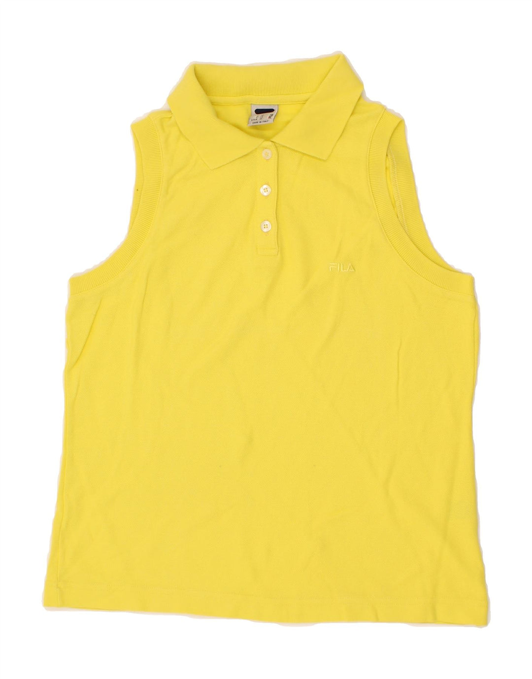 FILA Womens Sleeveless Polo Shirt IT 46 Large Yellow Vintage Fila and Second-Hand Fila from Messina Hembry 