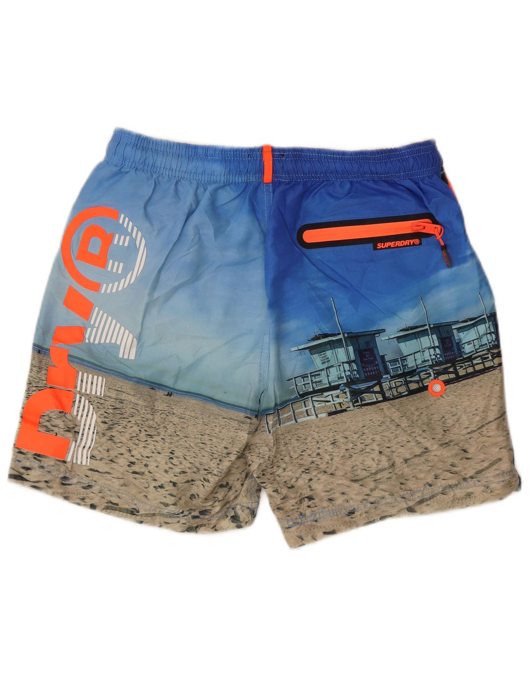 Superdry grafiske badeshorts til mænd mellemblå stribet polyester