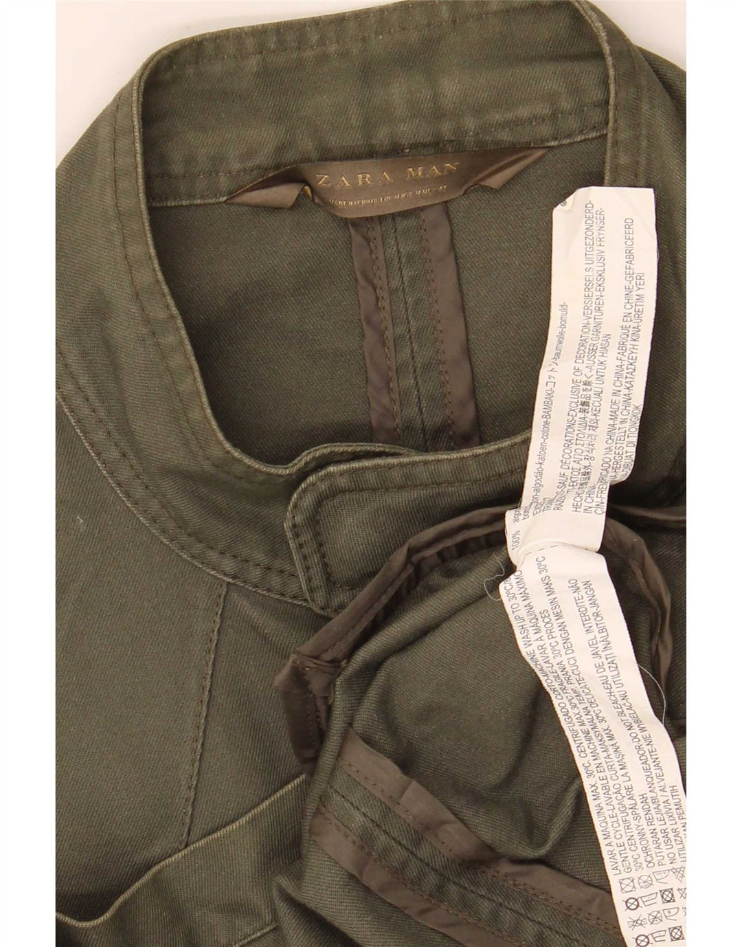 Zara Herre Military Jacket UK 38 Medium Khaki Cotton