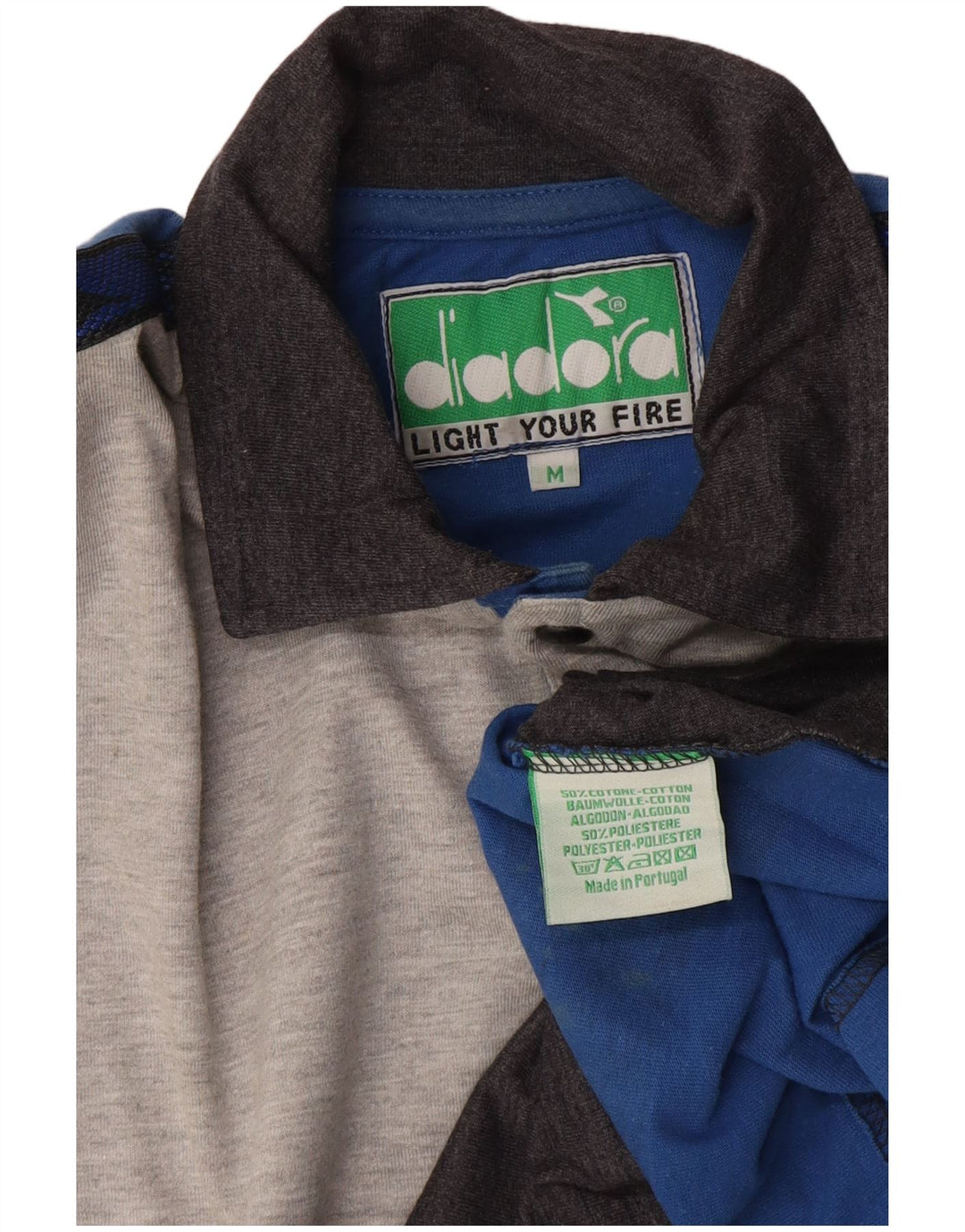 Diadora herre poloshirt mellemgrå Colourblock Bomuld