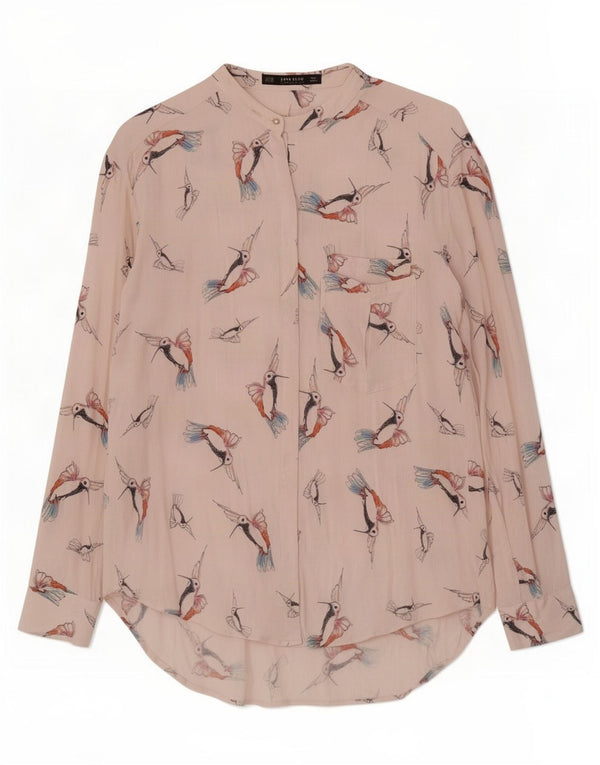 Zara Womens Graphic Shirt Blouse UK 6 XS White Viscose