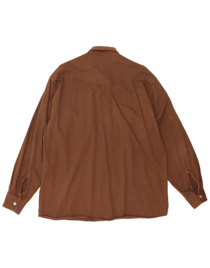 Vintage herreskjorte stor brun bomuld