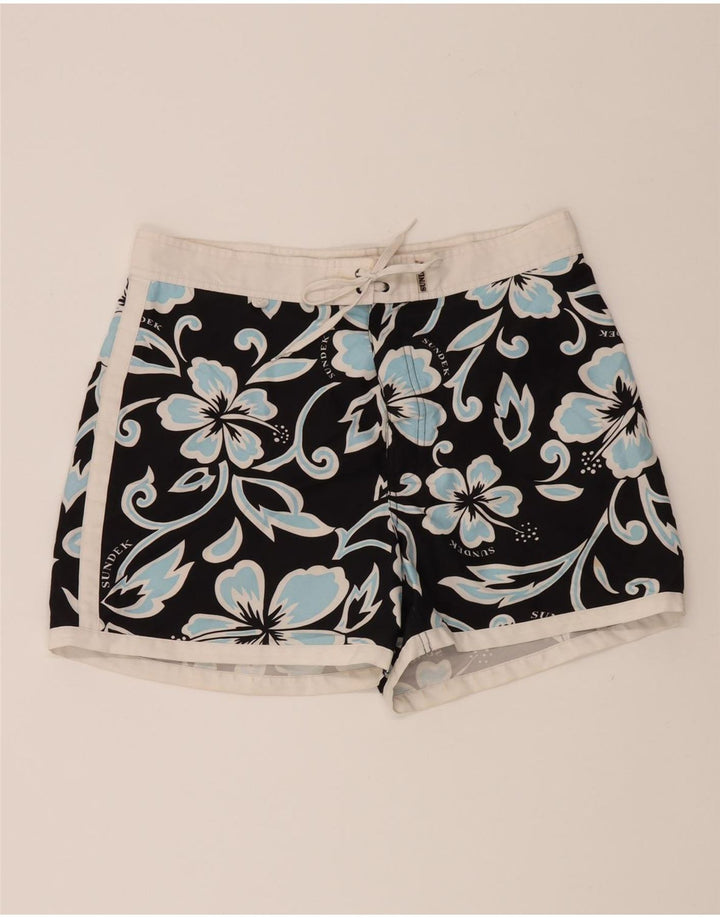 SUNDEK Womens Swimming Shorts XL  Navy Blue Floral Polyester Vintage Sundek and Second-Hand Sundek from Messina Hembry 