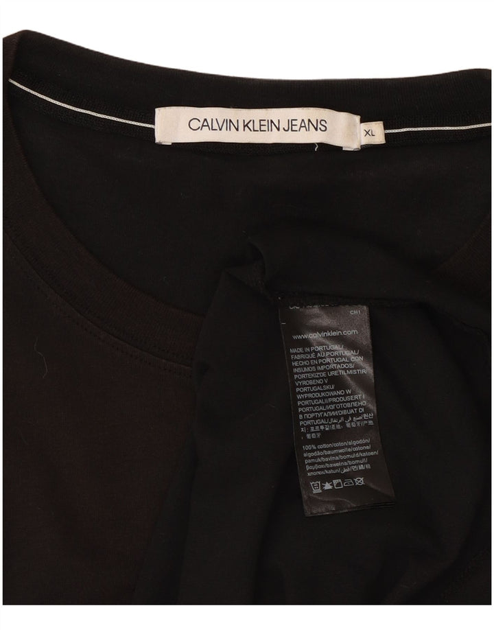 CALVIN KLEIN JEANS Herre grafisk T-shirt Top XL Sort Bomuld