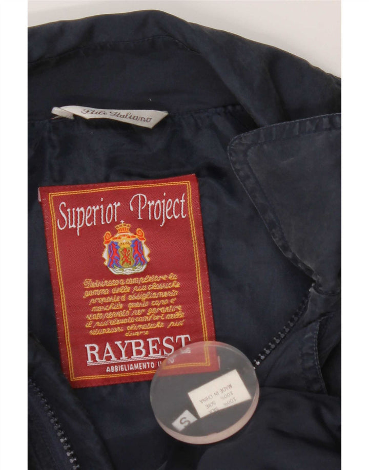 Raybest Herre Bomber Jacket UK 36 Small Navy Blue Silk