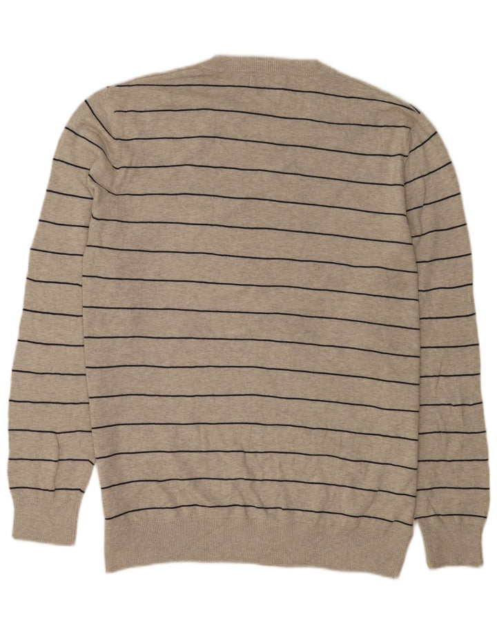 Nautica Herre V-hals sweater Stor grå stribet bomuld
