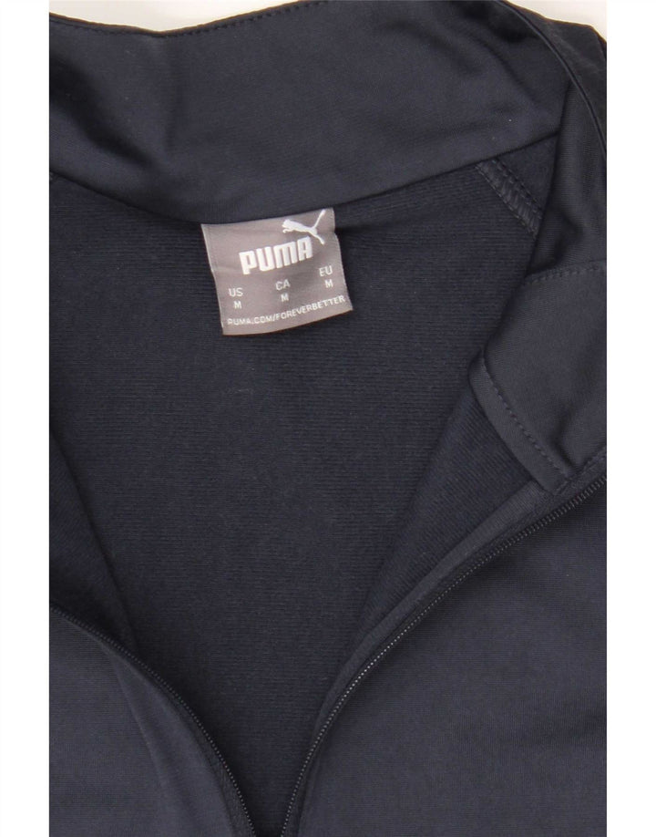 Puma Herre Zip Neck Pullover Træningsdragt Top Medium Navy Blue Colourblock