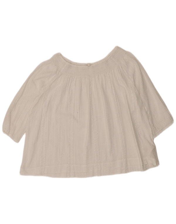 Fat Face Dame Oversized 3/4 ærmet bluse Top UK 16 Stor hvid bomuld