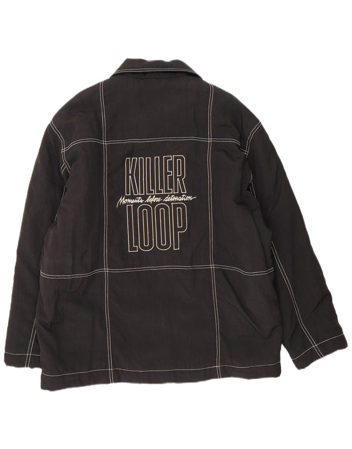 Killer Loop Herre Graphic Bomber Jacket UK 38 Medium Sort Polyamid