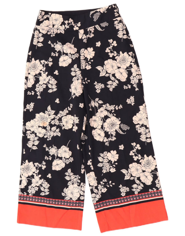 Oasis Womens Cropped Bukser med brede ben UK 8 Small W28 L23 Navy Blue Floral
