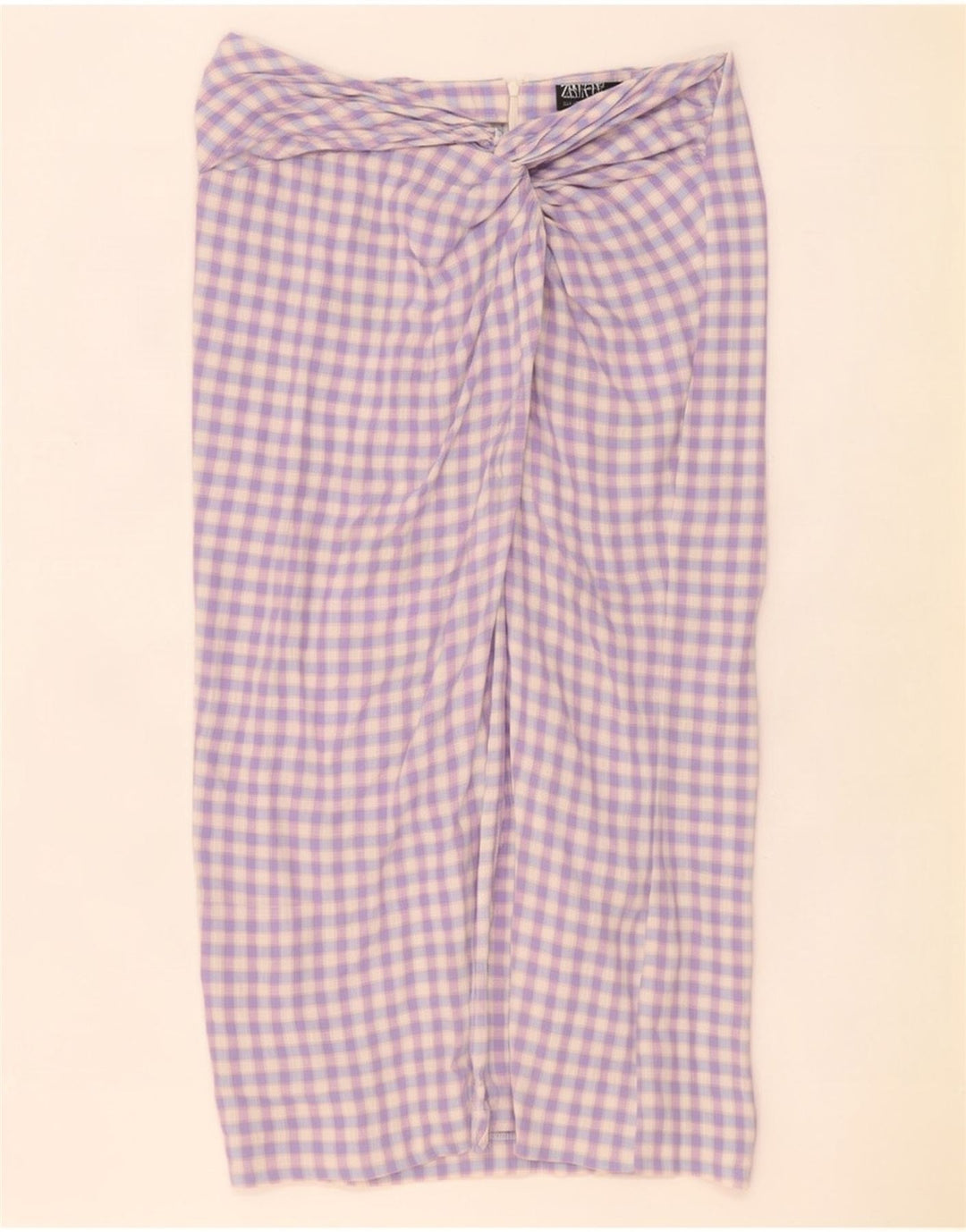 Zara Dame Maxi Nederdel Large W32 Lilla Gingham