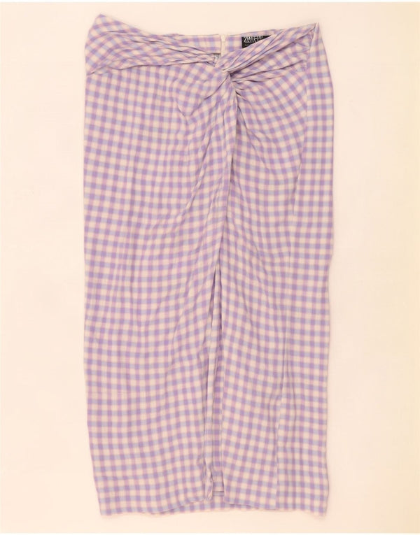Zara Dame Maxi Nederdel Large W32 Lilla Gingham
