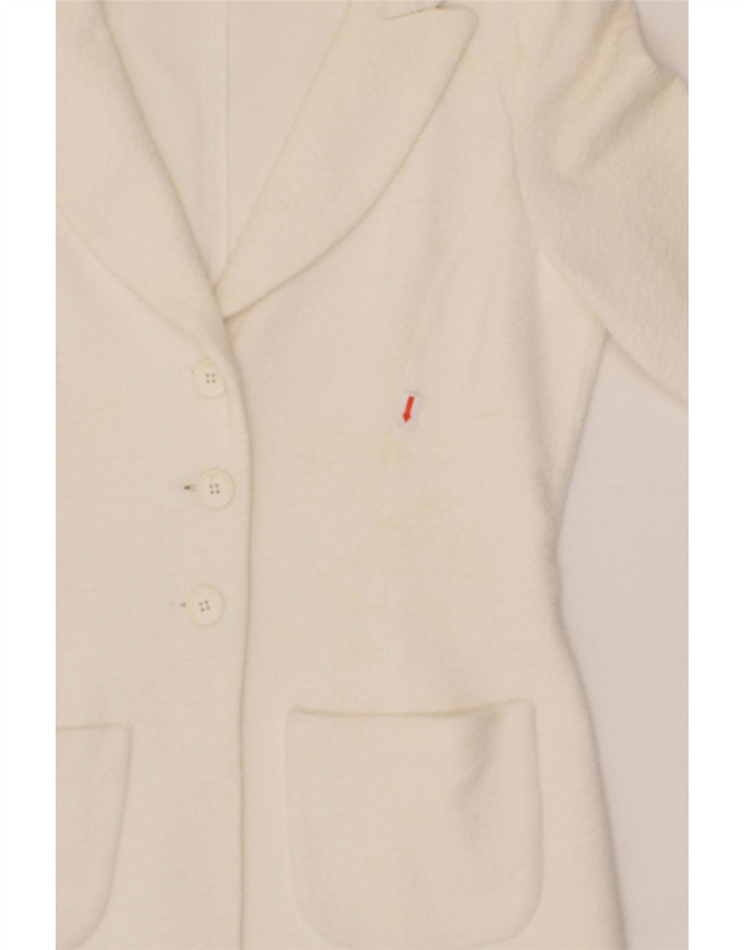 EMPORIO ARMANI Womens 3 Button Blazer Jacket UK 12 Medium Off White Cotton Vintage Emporio Armani and Second-Hand Emporio Armani from Messina Hembry 