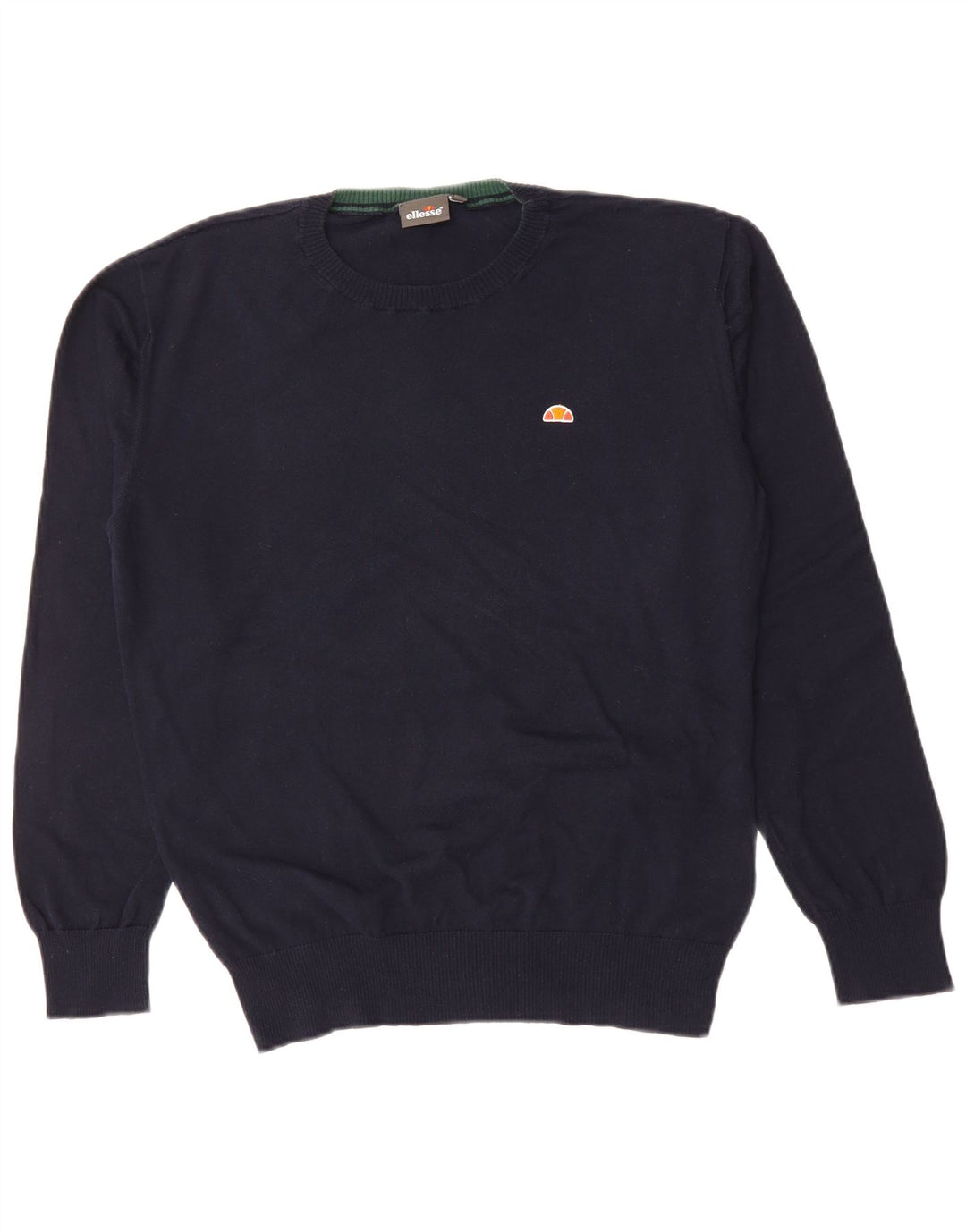 ELLESSE Mens Crew Neck Jumper Sweater Medium Navy Blue Cotton