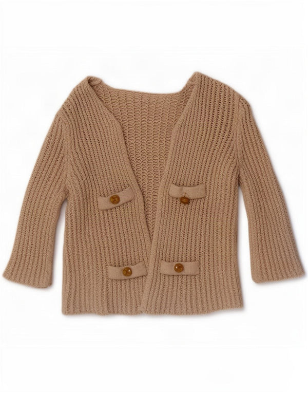 Vintage Dame 3/4 ærmet Bolero Jumper UK 8 Small Beige