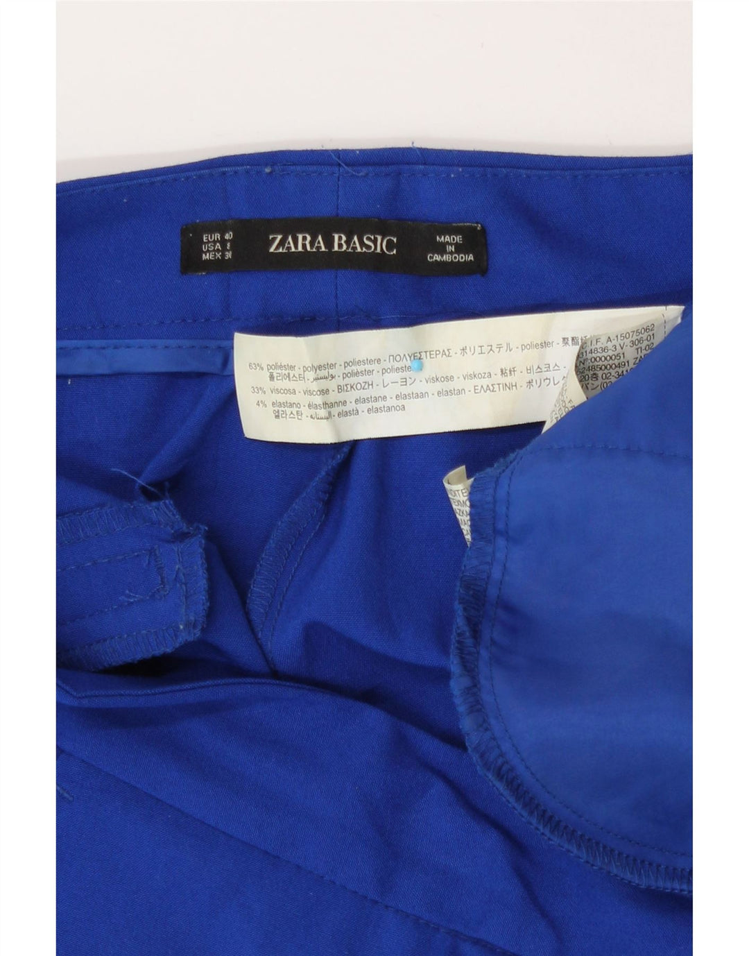 Zara Dame Skinny Cropped Trousers EU 40 Medium W30 L26 Blå Polyester