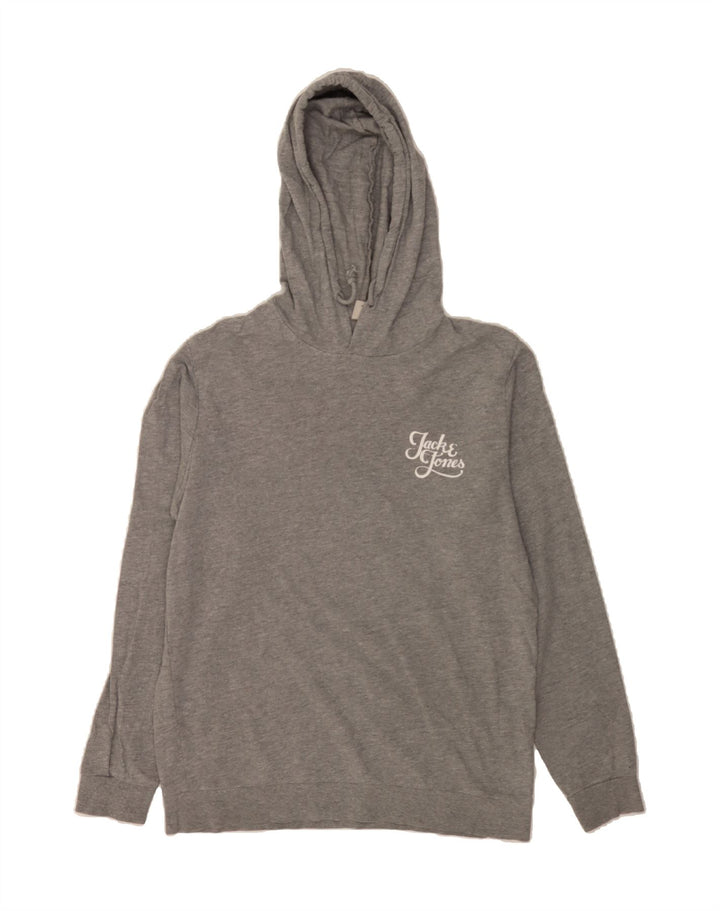 JACK & JONES Mens Graphic Hoodie Jumper Large Grey Cotton Vintage Jack & Jones and Second-Hand Jack & Jones from Messina Hembry 