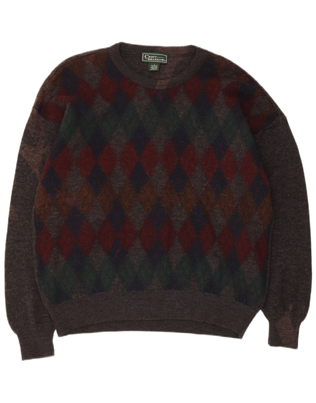 Croft & Barrow Herre Crew Neck trøje Sweater Large Grey Argyle/Diamond