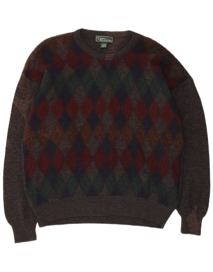 Croft & Barrow Herre Crew Neck trøje Sweater Large Grey Argyle/Diamond