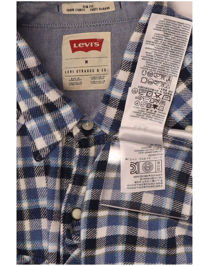 Levi's Herre Slim Fit Flanellskjorte Medium Blue Ternet Bomuld